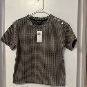 New Ralph Lauren Brown & Blue Checked Short Sleeve Shirt, Petite XS